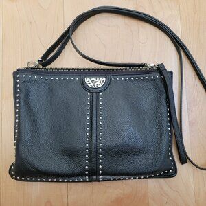 Brighton Pretty Tough Black Leather Crossbody Purse